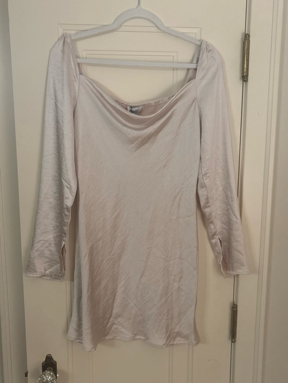 Princess Polly Cream Satin Mini Dress with Cowl Neck